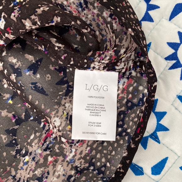 CAbi Paris Black Sheer Print Blouse #3249 L - Picture 10 of 10